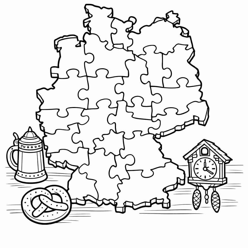 Free printable coloring page: Germany Map Outline, for ages 7-12