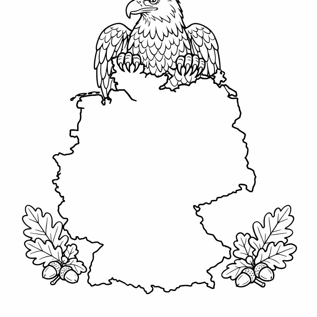 Free printable coloring page: Germany And Eagle, for ages 7-12