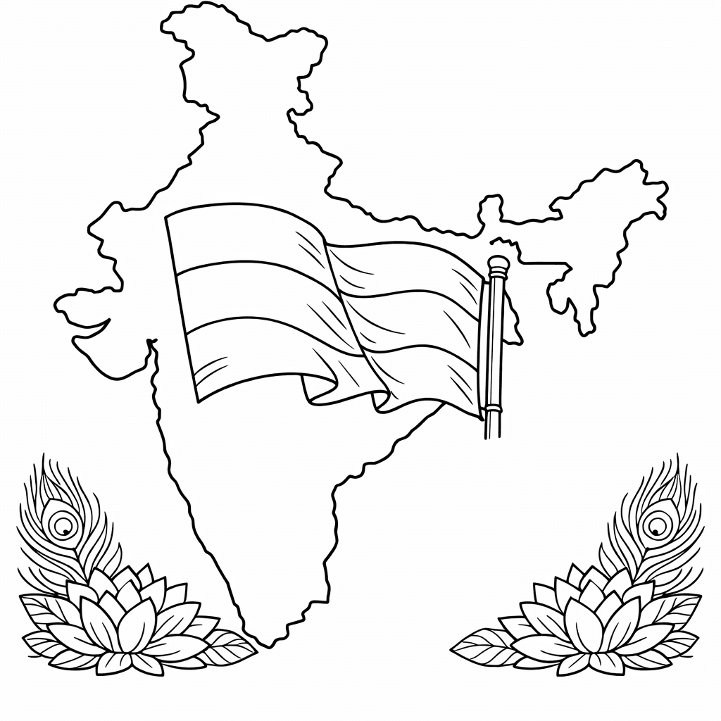 Free printable coloring page: Object Only: Two Or Three Indias Side By…, for ages 7-12