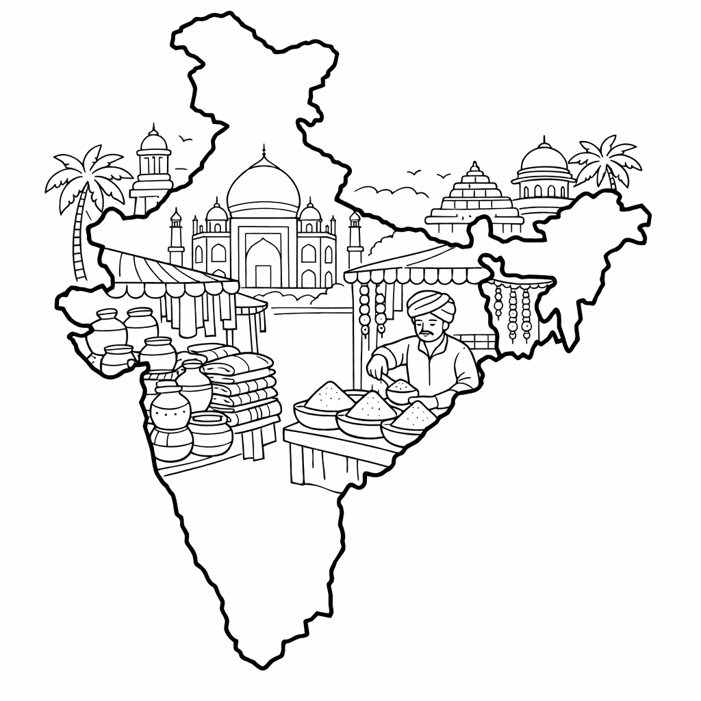 Free printable coloring page: India Flag, for ages 7-12