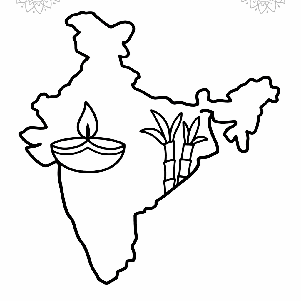 Free printable coloring page: India Map Outline, for ages 3-6