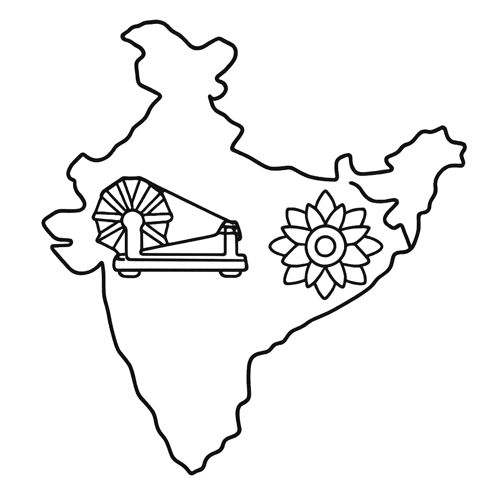 Free printable coloring page: Object Only: A Cute India With Clean Outlines,…, for ages 3-6