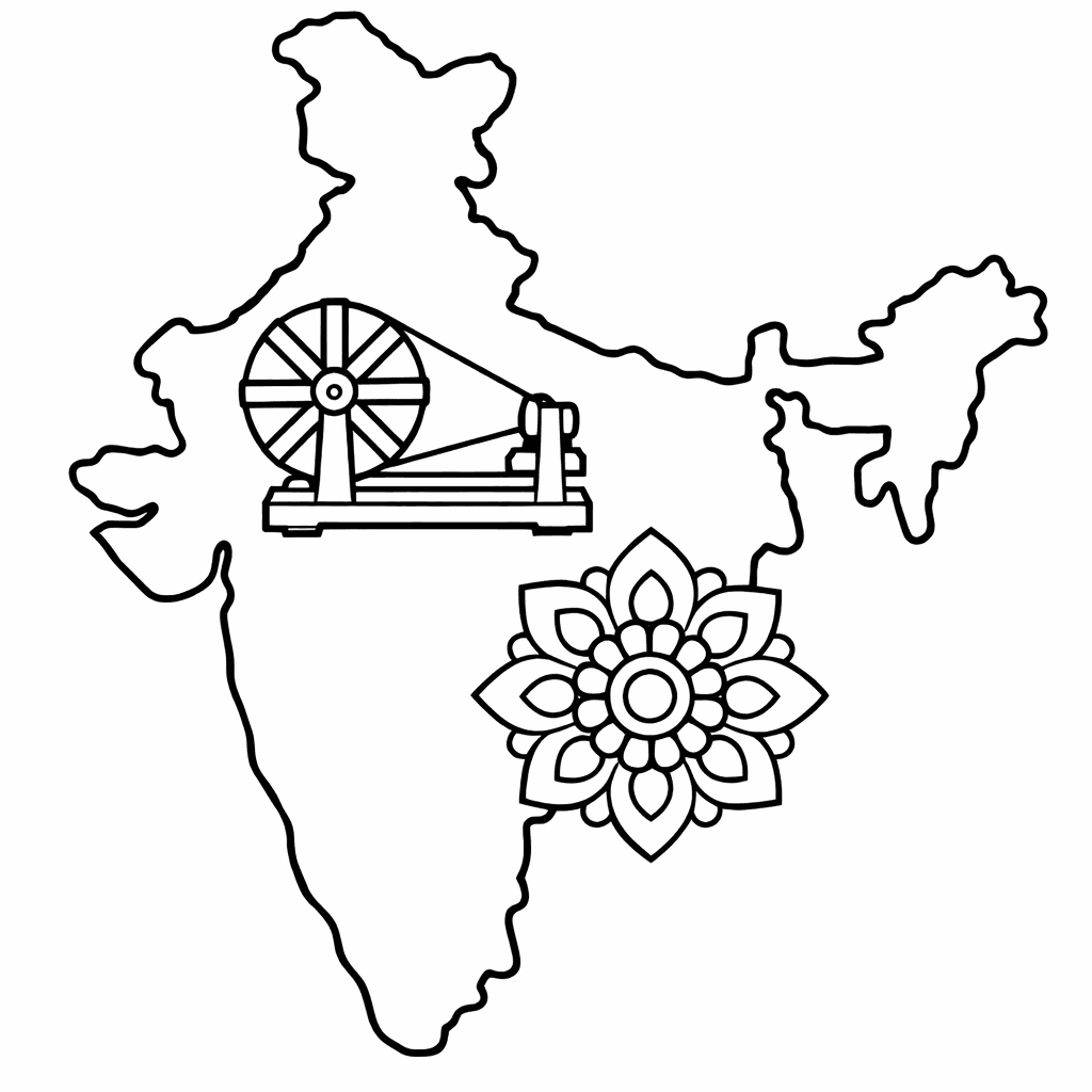Free printable coloring page: Object Only: Two Or Three Indias Side By…, for ages 3-6