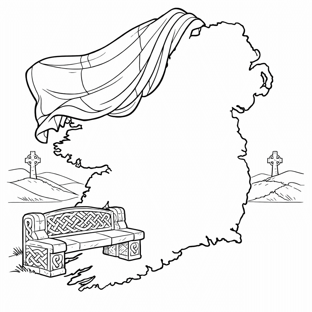 Free printable coloring page: Object Only: Two Or Three Irelands Side By…, for ages 7-12