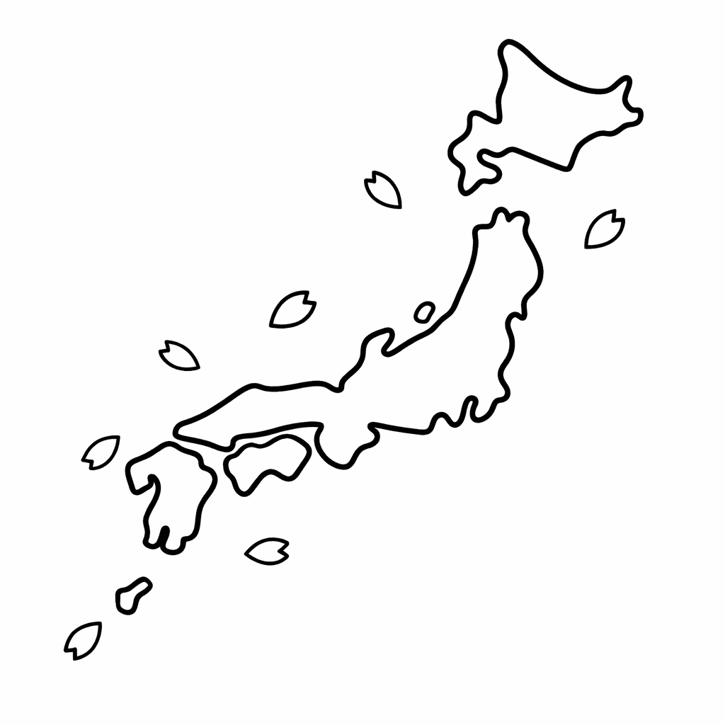 Free printable coloring page: Japan Map Outline, for ages 3-6