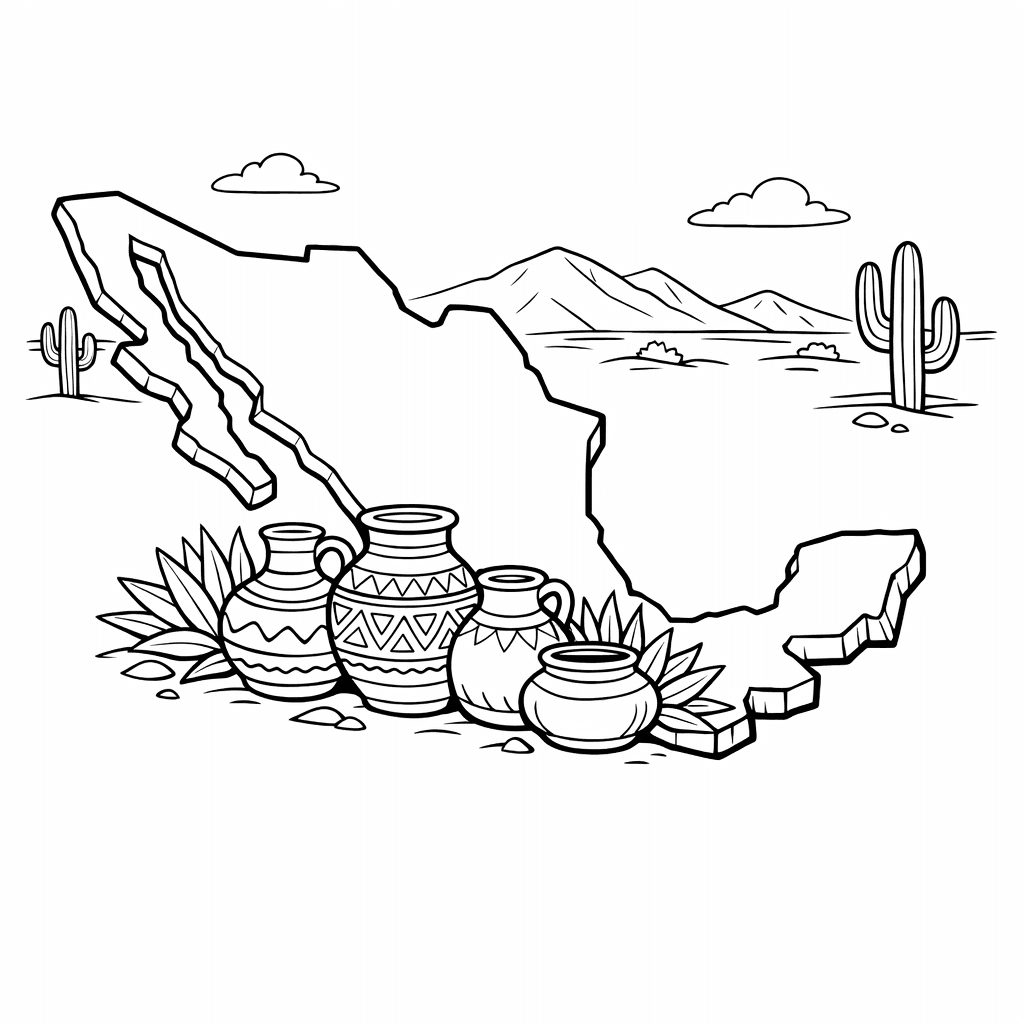 Free printable coloring page: Mexico Simple, for ages 7-12