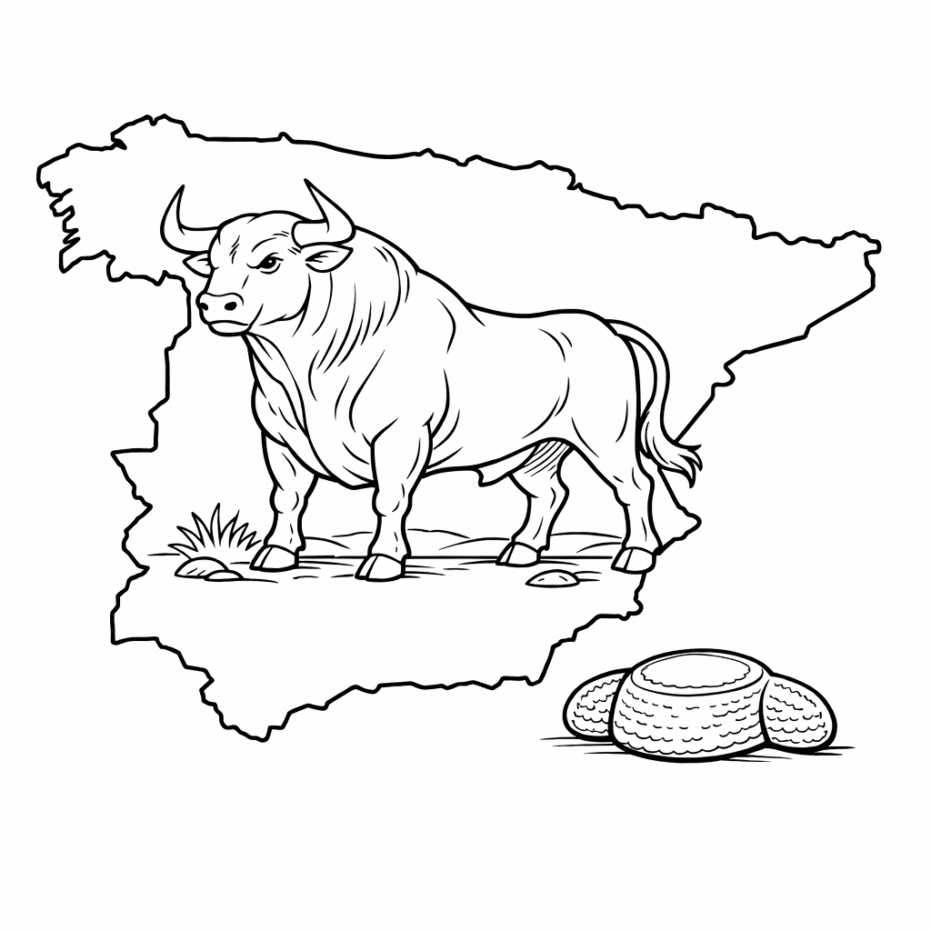 Free printable coloring page: Spain Simple, for ages 7-12