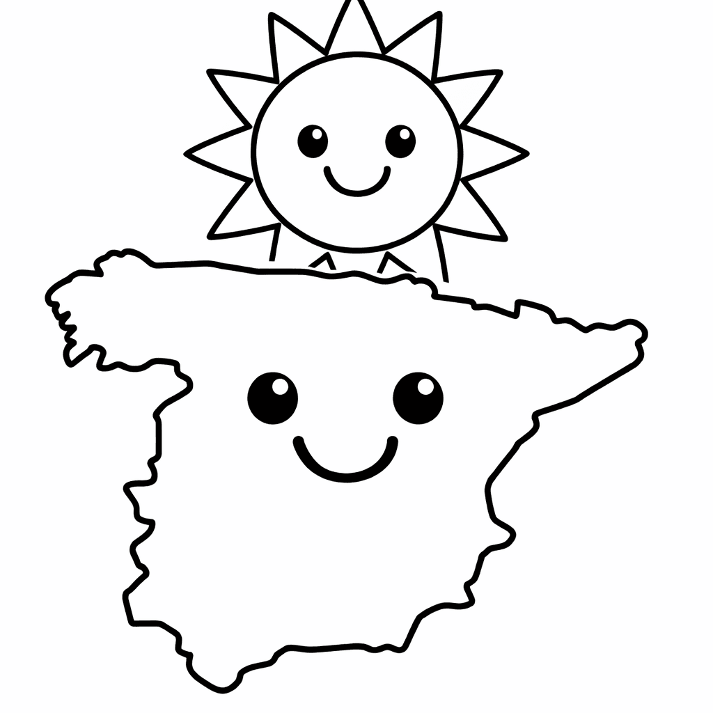 Free printable coloring page: Spain Outline, for ages 3-6