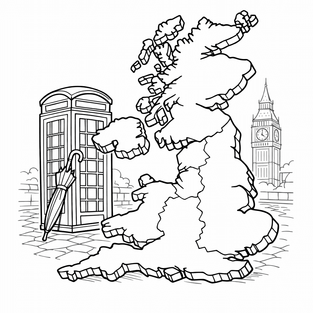 Free printable coloring page: Uk Flag, for ages 7-12