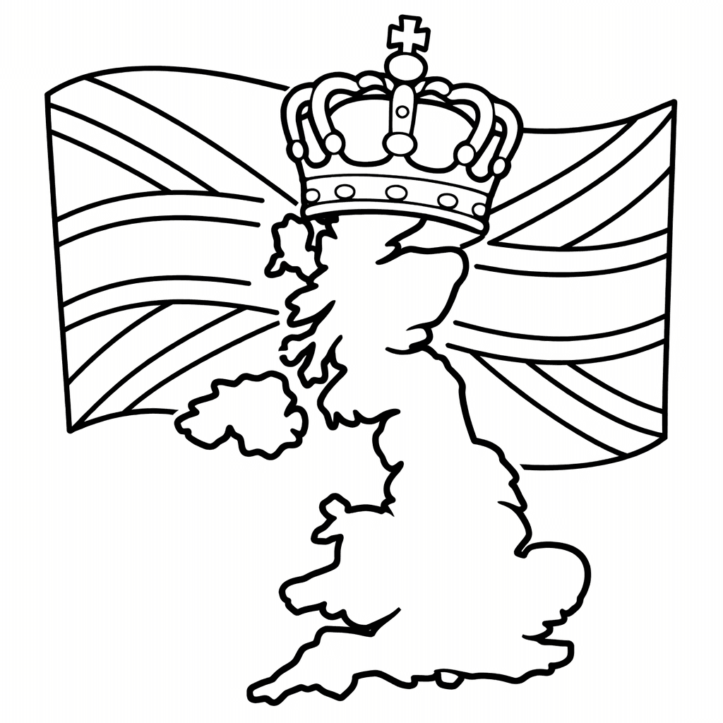 Free printable coloring page: Uk Map Outline, for ages 3-6