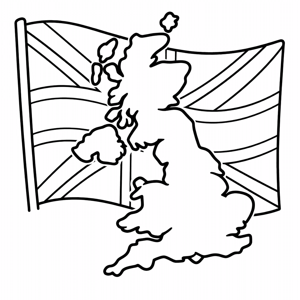 Free printable coloring page: Uk Outline, for ages 3-6