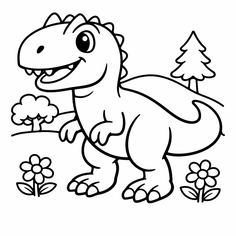 Free printable coloring page: Allosaurus Standing, for ages 3-6