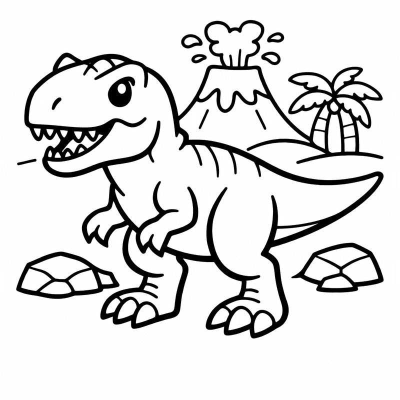 Free printable coloring page: Object Only: Two Or Three Allosauruss Side By Side, Simple And Adorable, No Background, for ages 3-6