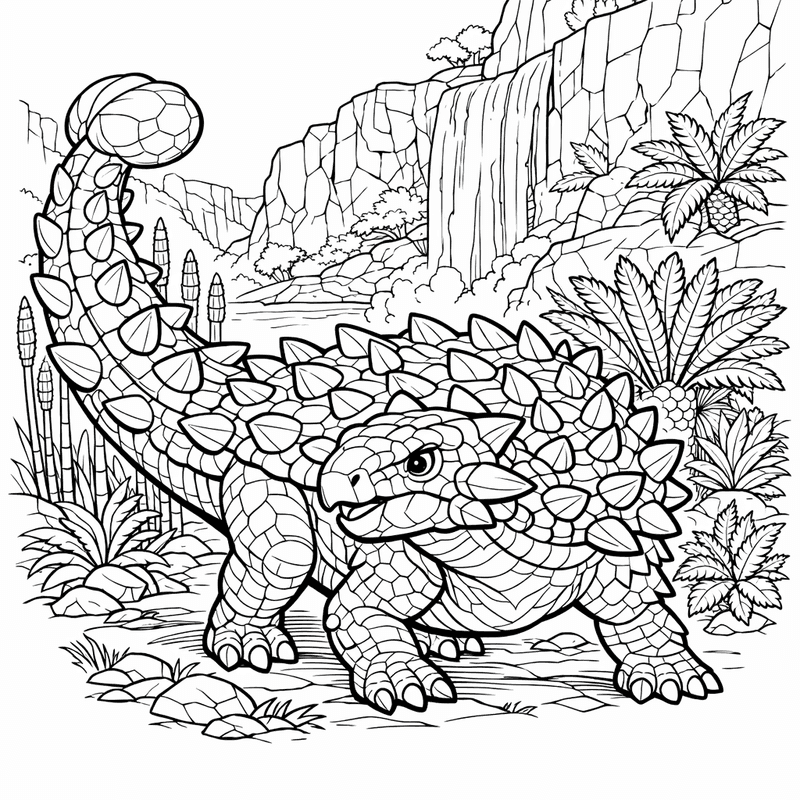 Free printable coloring page: Ankylosaurus Armor, for ages 7-12