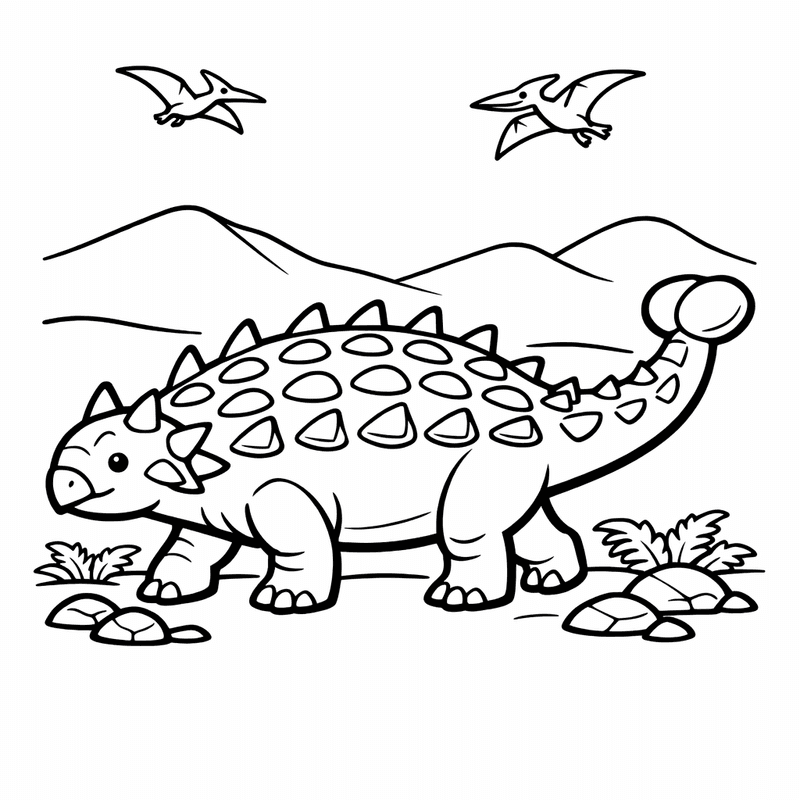 Free printable coloring page: Ankylosaurus Face, for ages 3-6