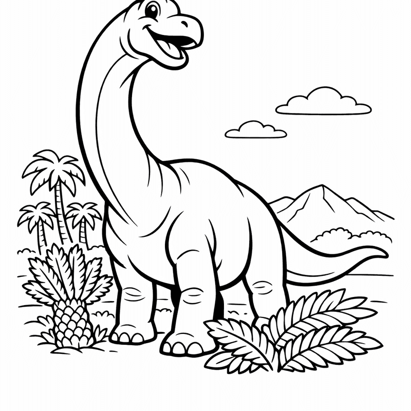 Free printable coloring page: Brachiosaurus Tall, for ages 3-6