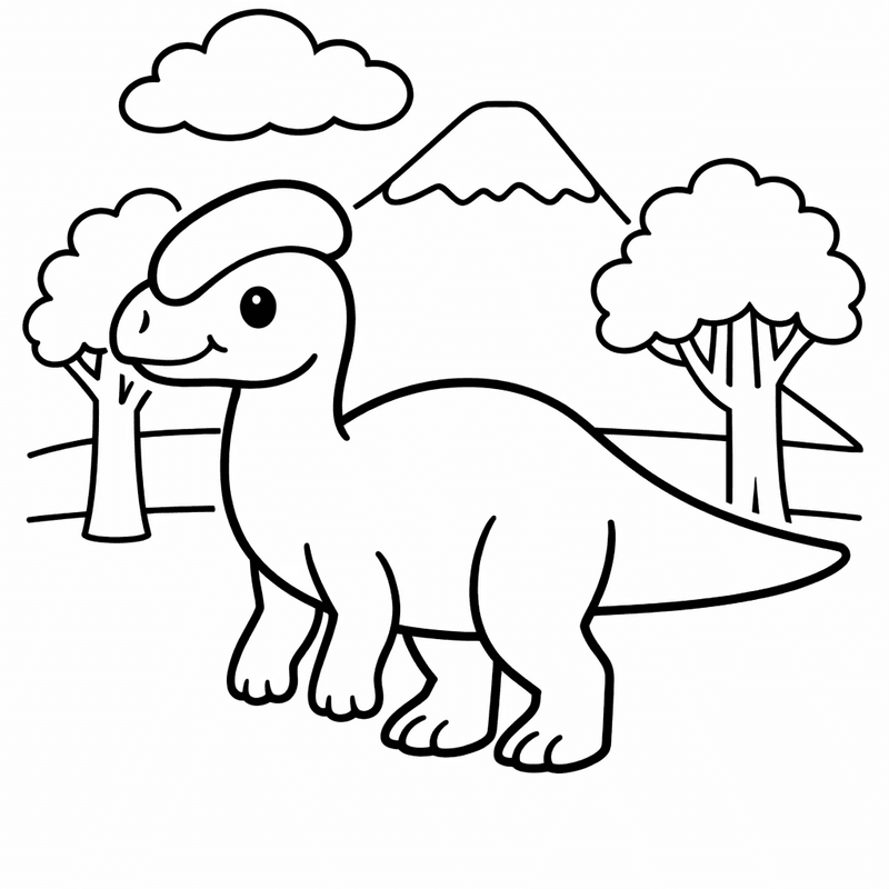 Free printable coloring page: Corythosaurus Herd, for ages 3-6