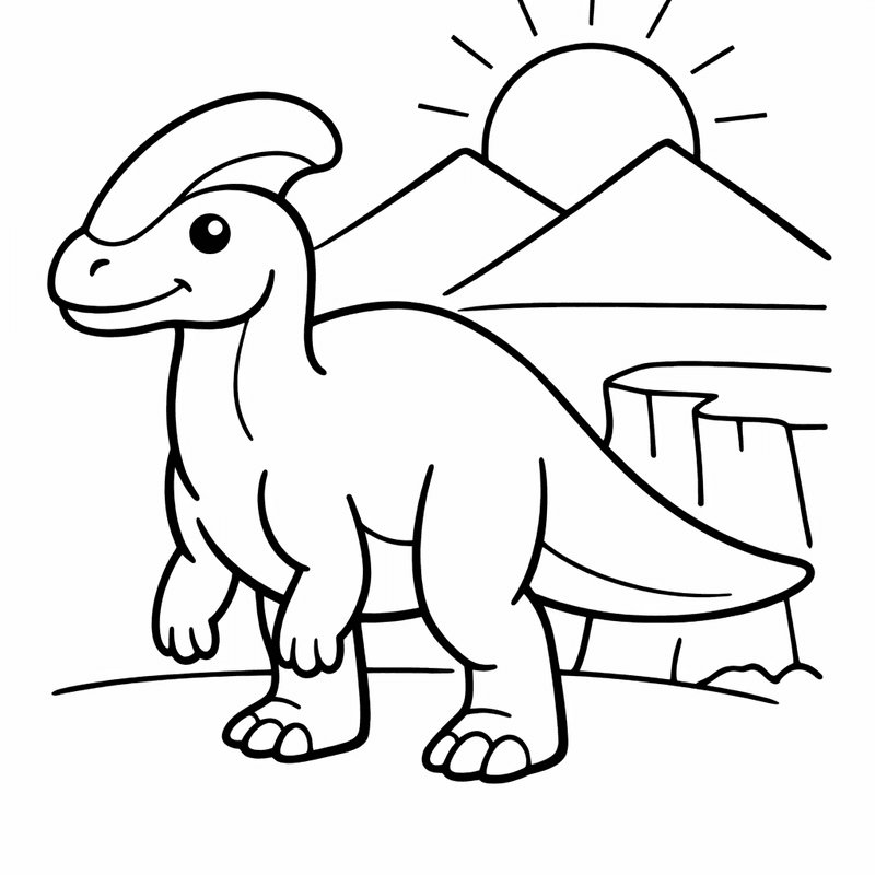 Free printable coloring page: Corythosaurus Herd, for ages 3-6