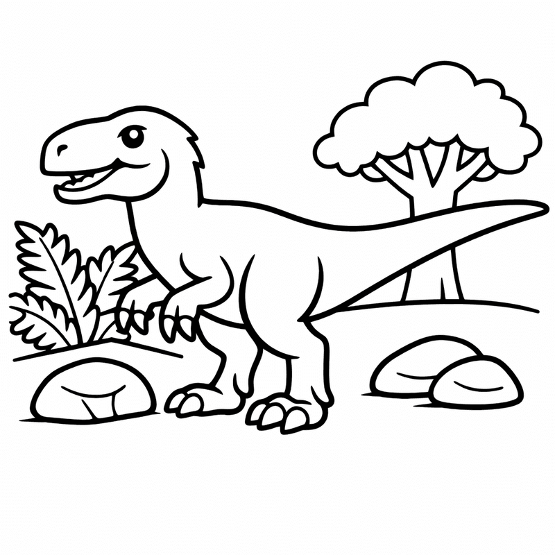 Free printable coloring page: Deinonychus Face, for ages 3-6