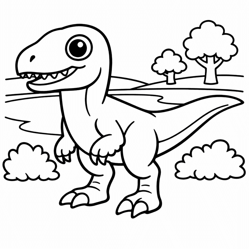 Free printable coloring page: Deinonychus Hunting, for ages 3-6