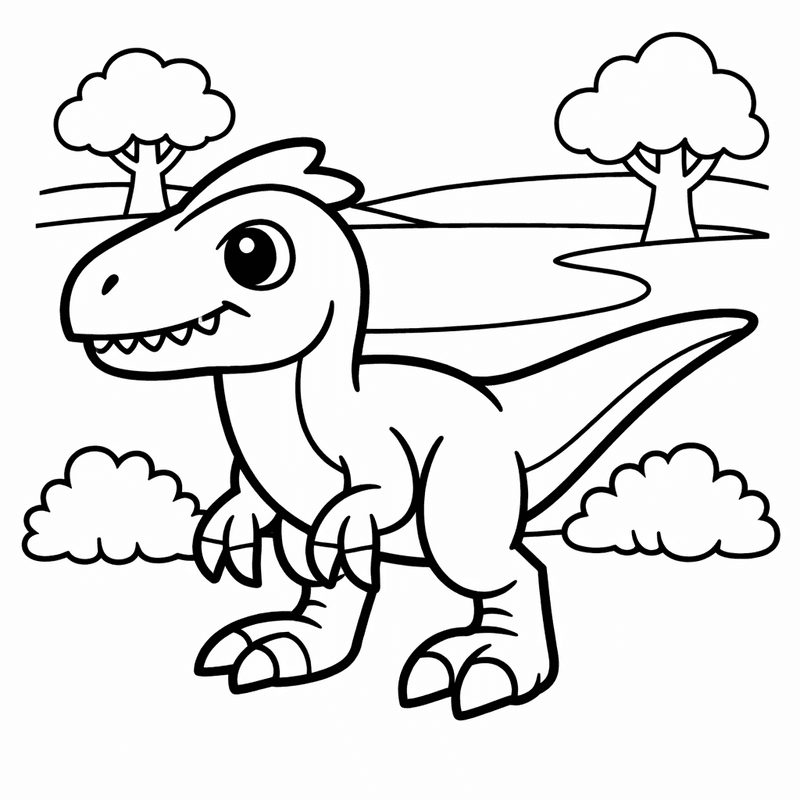 Free printable coloring page: Deinonychus Hunting, for ages 3-6