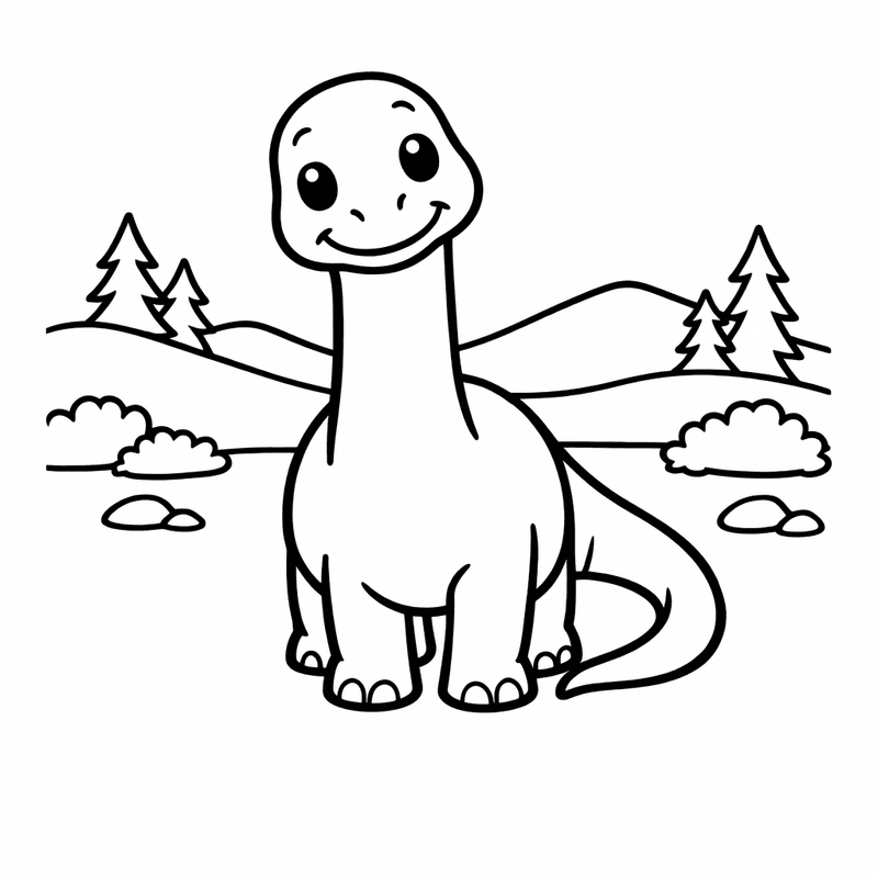 Free printable coloring page: Baby Diplodocus, for ages 3-6