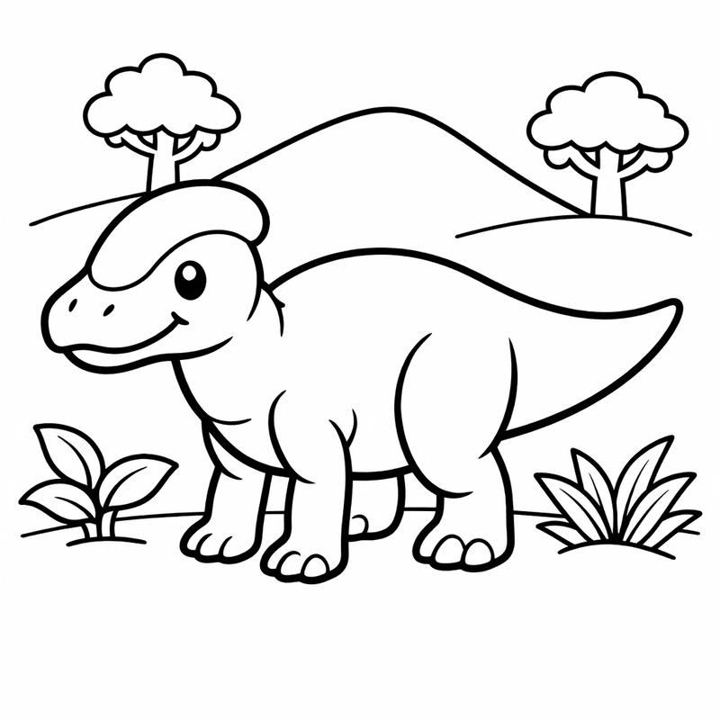 Free printable coloring page: Edmontosaurus Standing, for ages 3-6