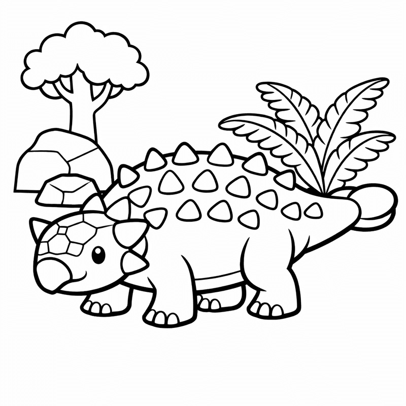 Free printable coloring page: Euoplocephalus Standing, for ages 3-6