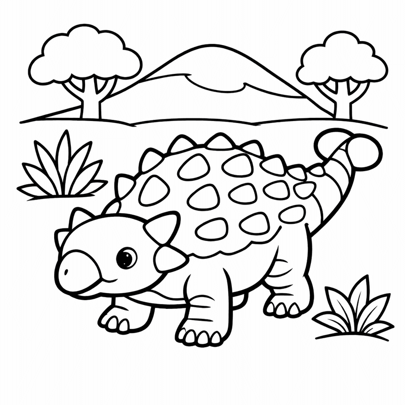 Free printable coloring page: Euoplocephalus Standing, for ages 3-6