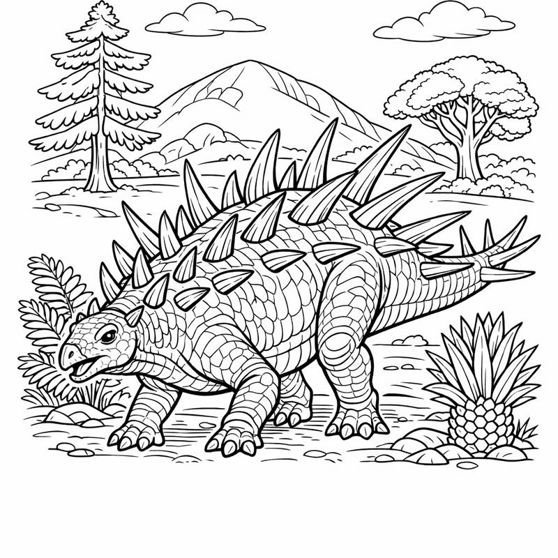 Free printable coloring page: Kentrosaurus Side View, for ages 7-12