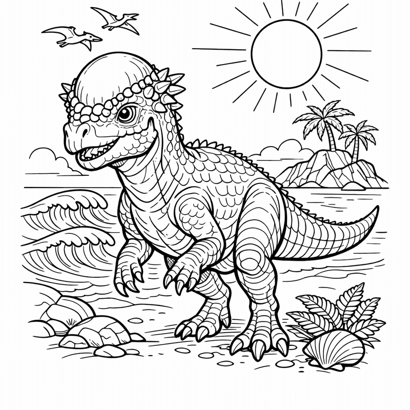 Free printable coloring page: Pachycephalosaurus With Dome, for ages 7-12