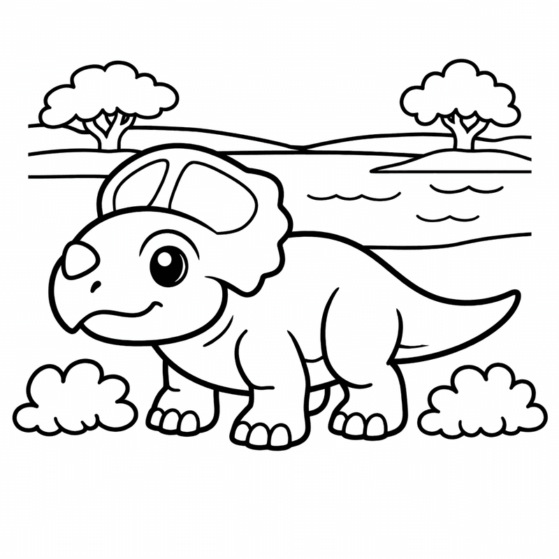 Free printable coloring page: Protoceratops Herd, for ages 3-6