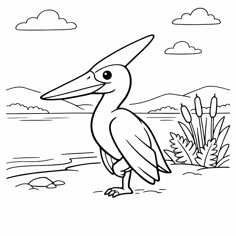 Free printable coloring page: Pteranodon Flying, for ages 3-6