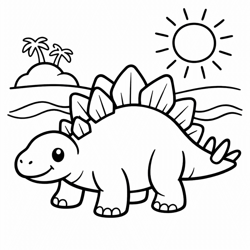 Free printable coloring page: Baby Stegosaurus, for ages 3-6