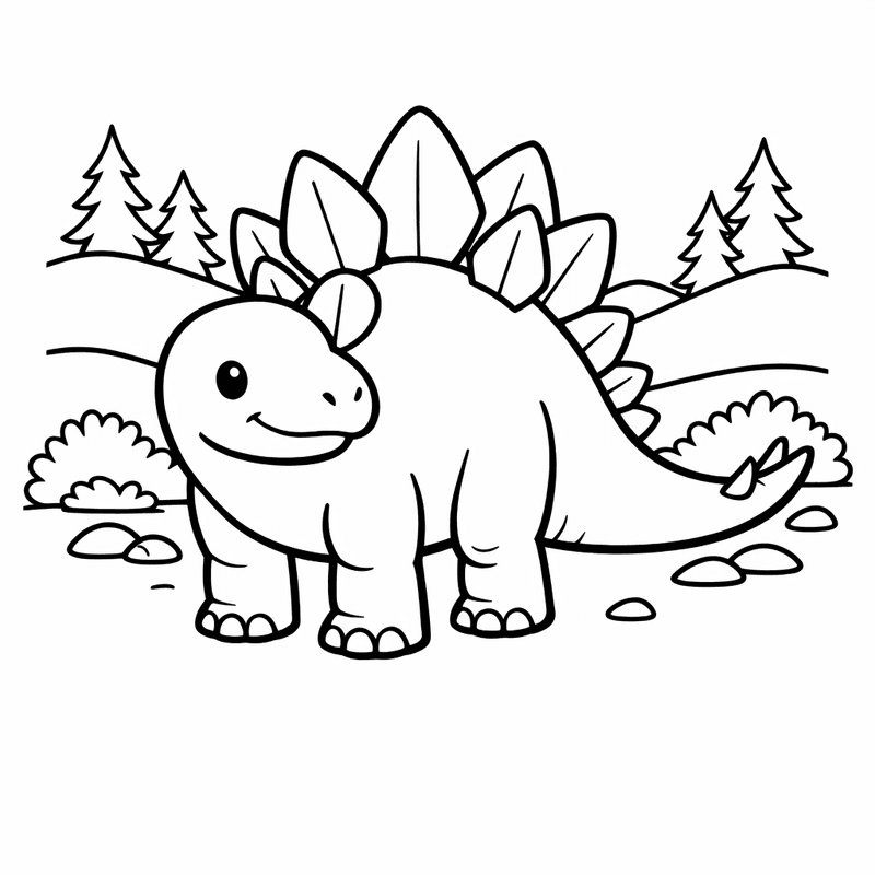Free printable coloring page: Baby Stegosaurus, for ages 3-6