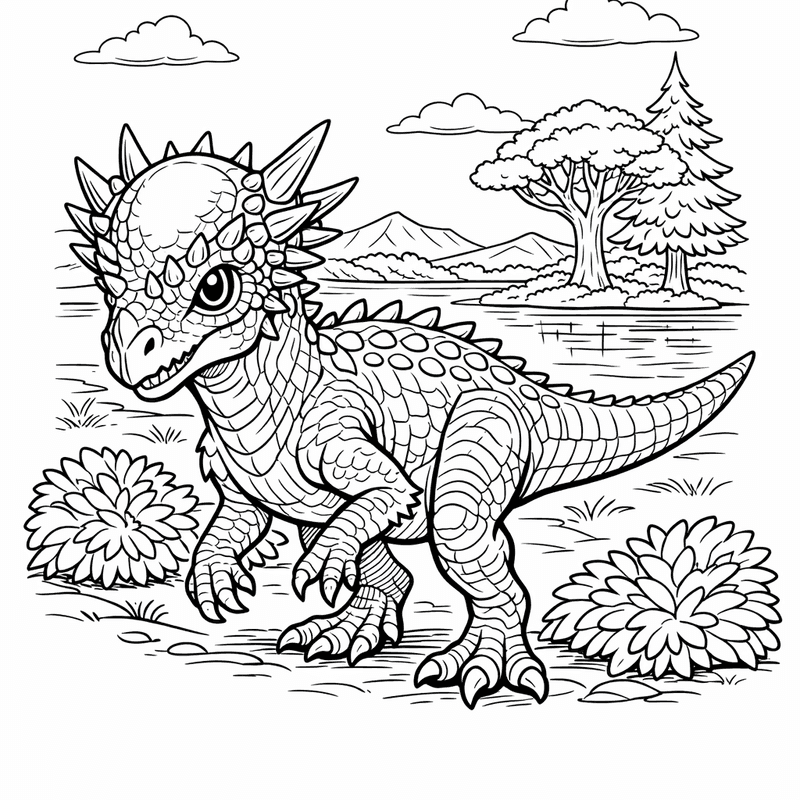 Free printable coloring page: Stygimoloch Standing, for ages 7-12