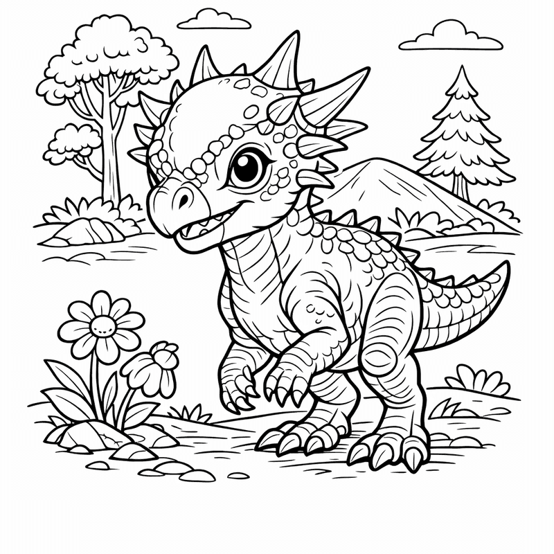Free printable coloring page: Object Only: Two Or Three Stygimolochs Side By…, for ages 7-12