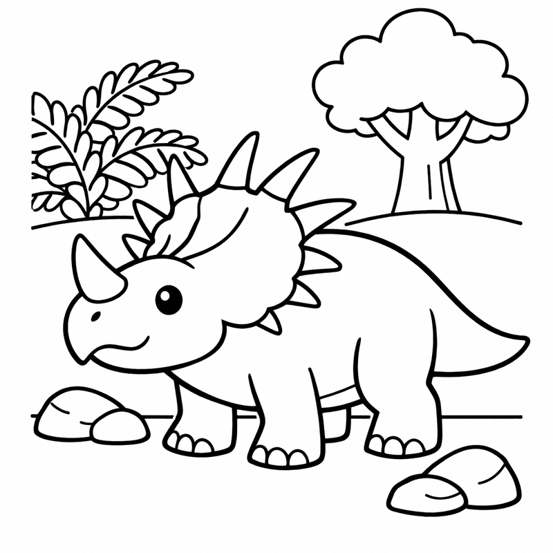 Free printable coloring page: Object Only: Two Or Three Styracosauruss Side By…, for ages 3-6