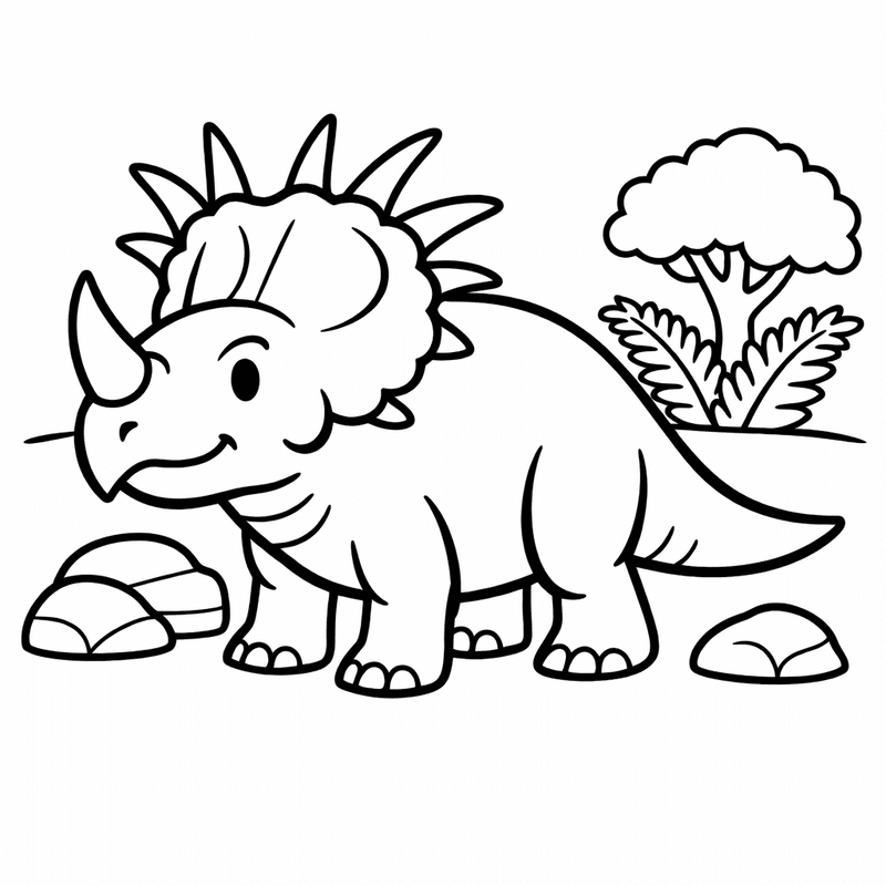Free printable coloring page: Styracosaurus Standing, for ages 3-6