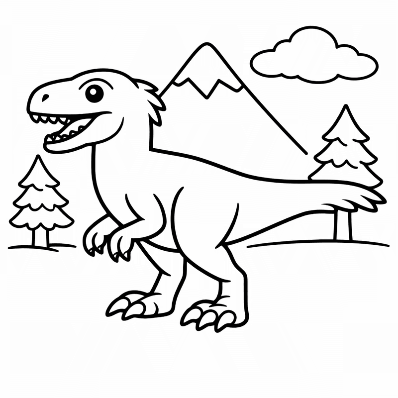 Free printable coloring page: Utahraptor Running, for ages 3-6