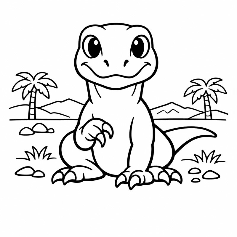 Free printable coloring page: Velociraptor In Grass, for ages 3-6