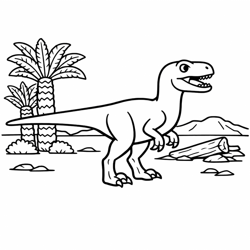 Free printable coloring page: Velociraptor Running, for ages 3-6