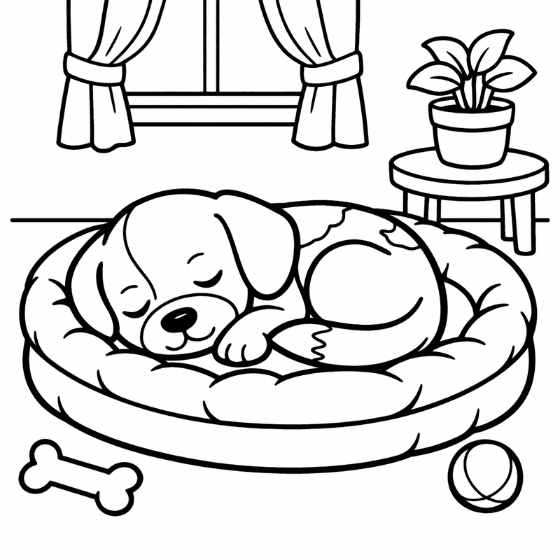 Free printable coloring page: A Beagle Running Through A Field Chasing A Butterfly, for ages 3-6
