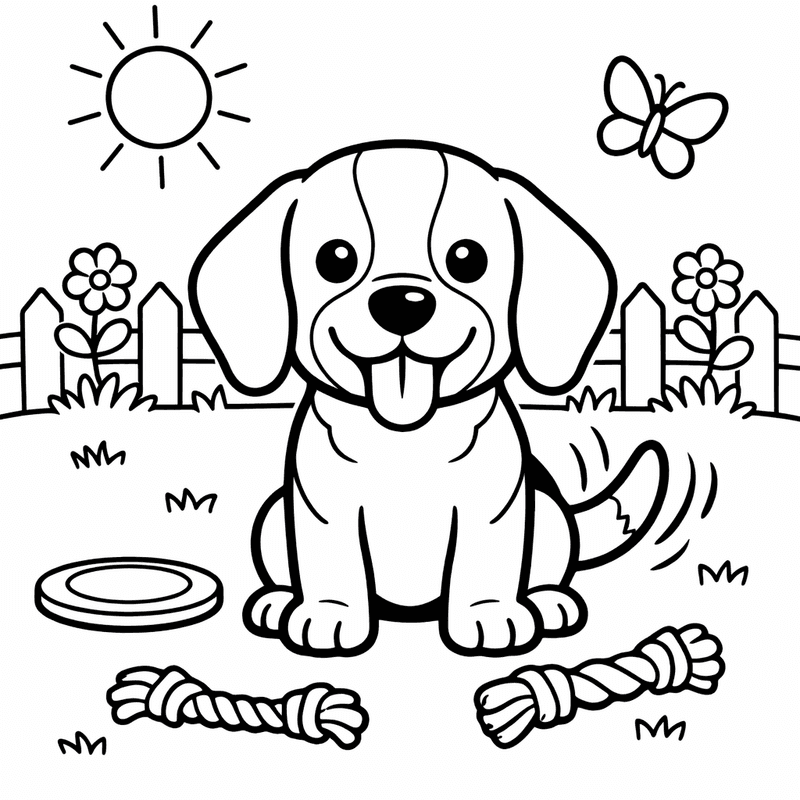Free printable coloring page: A Beagle Playing In A Pile Of Autumn Leaves, for ages 3-6