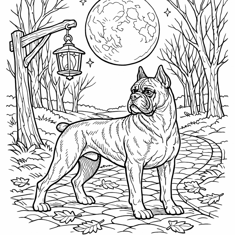 Free printable coloring page: Object Only: Two Boxer Puppies Playing Together, No…, for ages 7-12