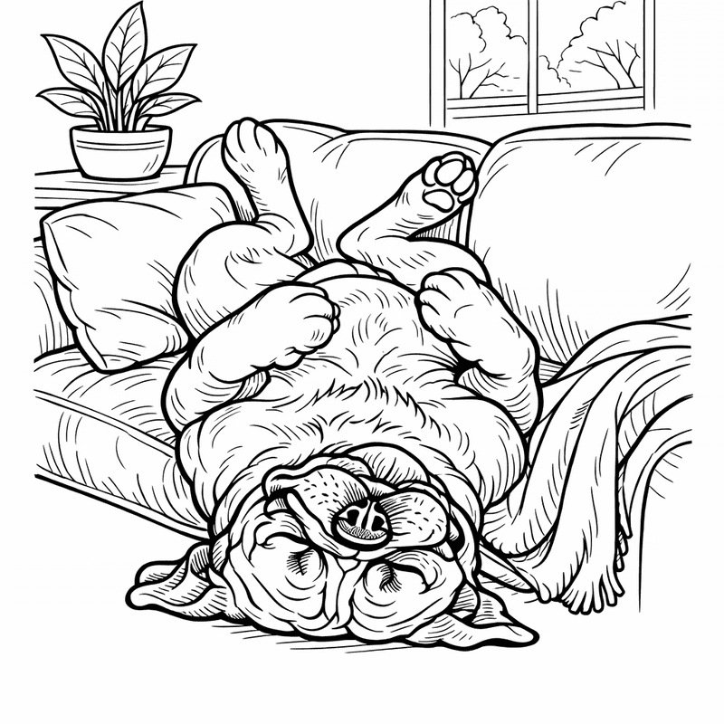Free printable coloring page: A Boxer Jumping Up With Excitement And A…, for ages 7-12