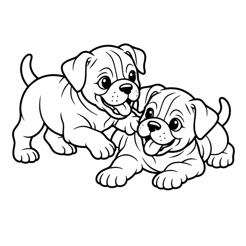 Free printable coloring page: Object Only: A Cute Boxer With Clean Outlines,…, for ages 3-6