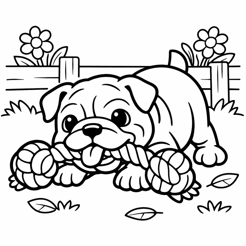 Free printable coloring page: A Bulldog Sitting With A Grumpy But Lovable Expression, for ages 3-6
