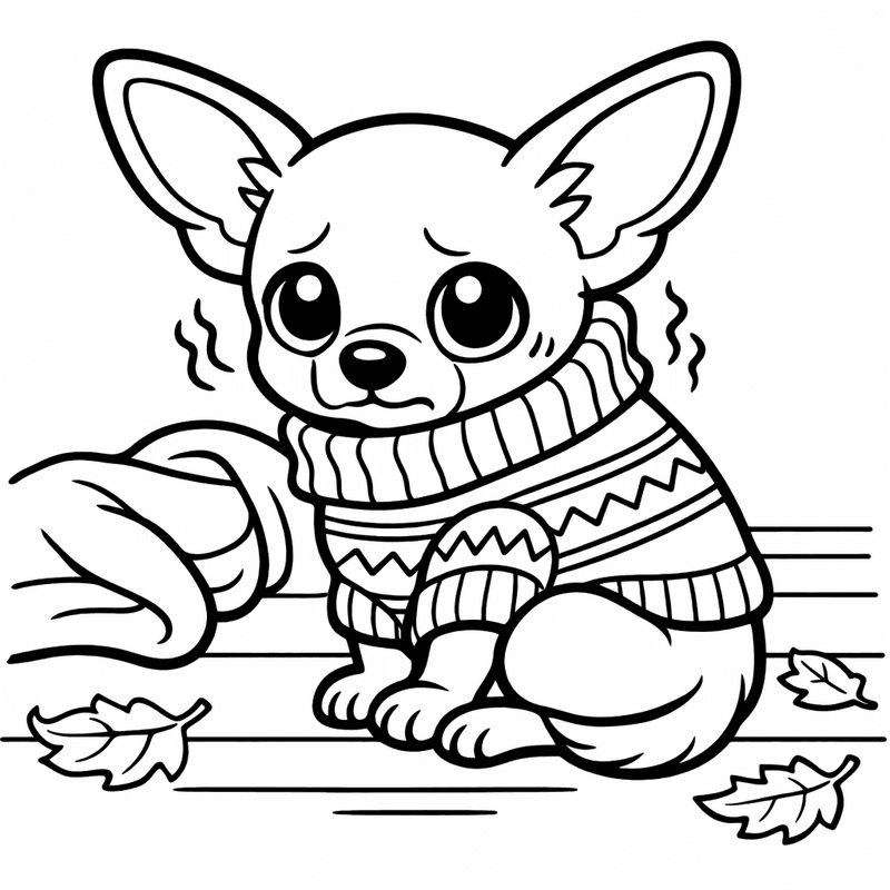 Free printable coloring page: A Chihuahua Wearing A Tiny Sombrero, for ages 3-6