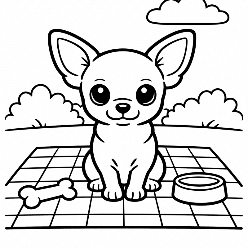 Free printable coloring page: A Chihuahua Standing On Hind Legs Barking, for ages 3-6